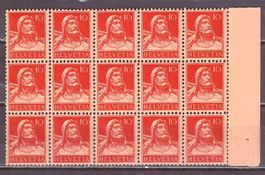 Tellbrustbild 10 Rappen Type 1 Teilbogen postfrisch Kat. 225
