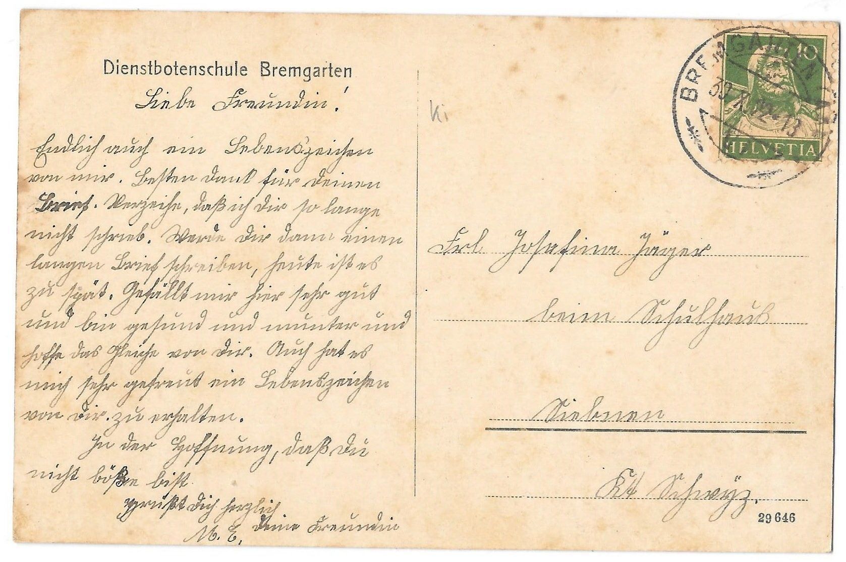 Cartoline postali: Bremgarten Dienstbotenhaus – Usato da Olten venduto da clotaldi 1