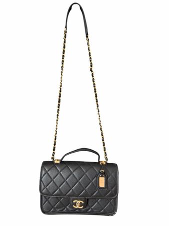 Chanel Black Caviar 22K Top Handle Flap