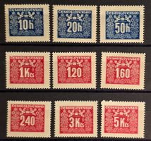 Tschechoslowakei 1938 Volkskunst Tauben Set (9 Stk.)