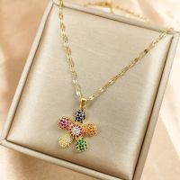 18k vergoldet Blumenkette Zirkonia