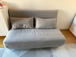 Bettsofa hellgrau ausklappbar gebrauchter Zustand
