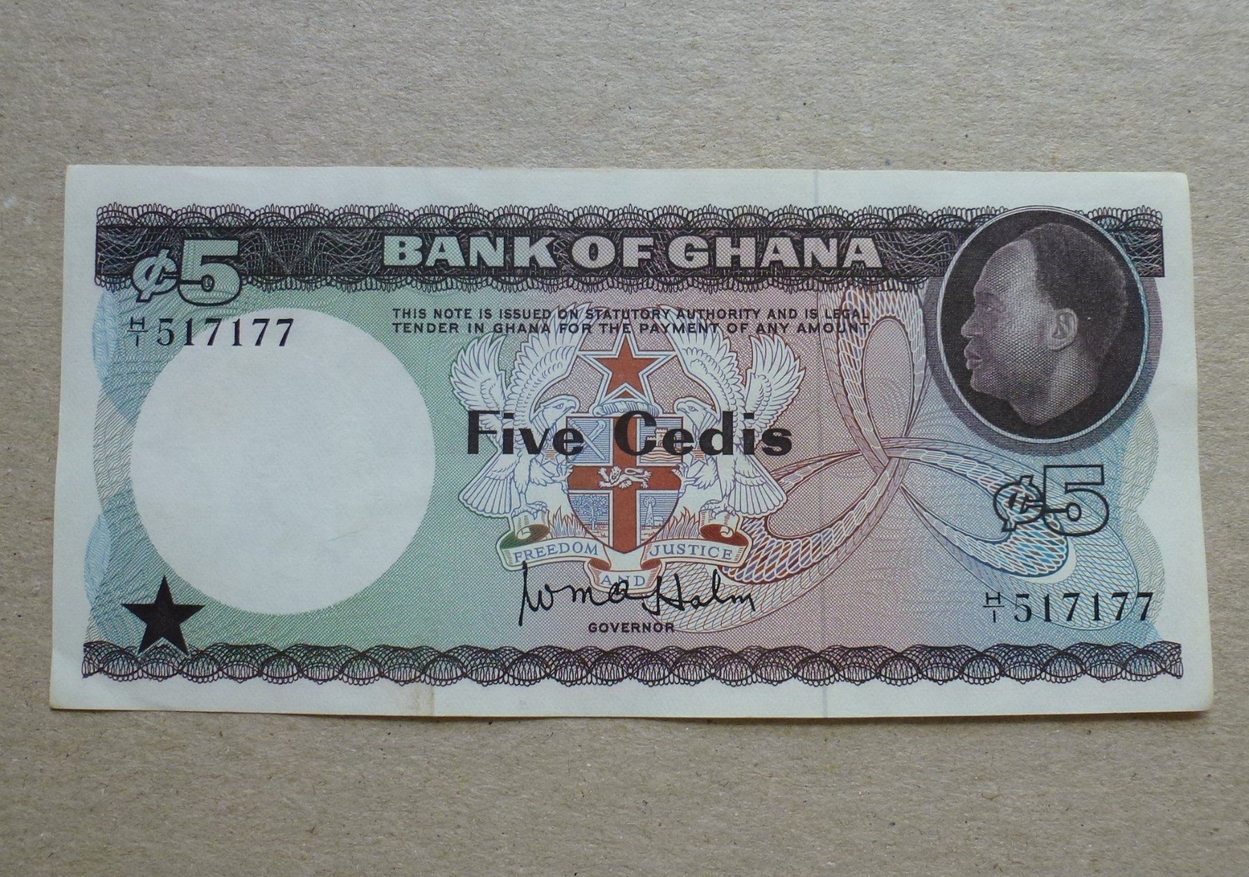 Banconote: Ghana ++ 5 Cedis ND (1965) – Usato da Walkringen venduto da Casablanca777