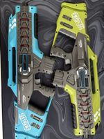 Laser Pistolen 2er Set Impulse blau und gelb gut erhalten