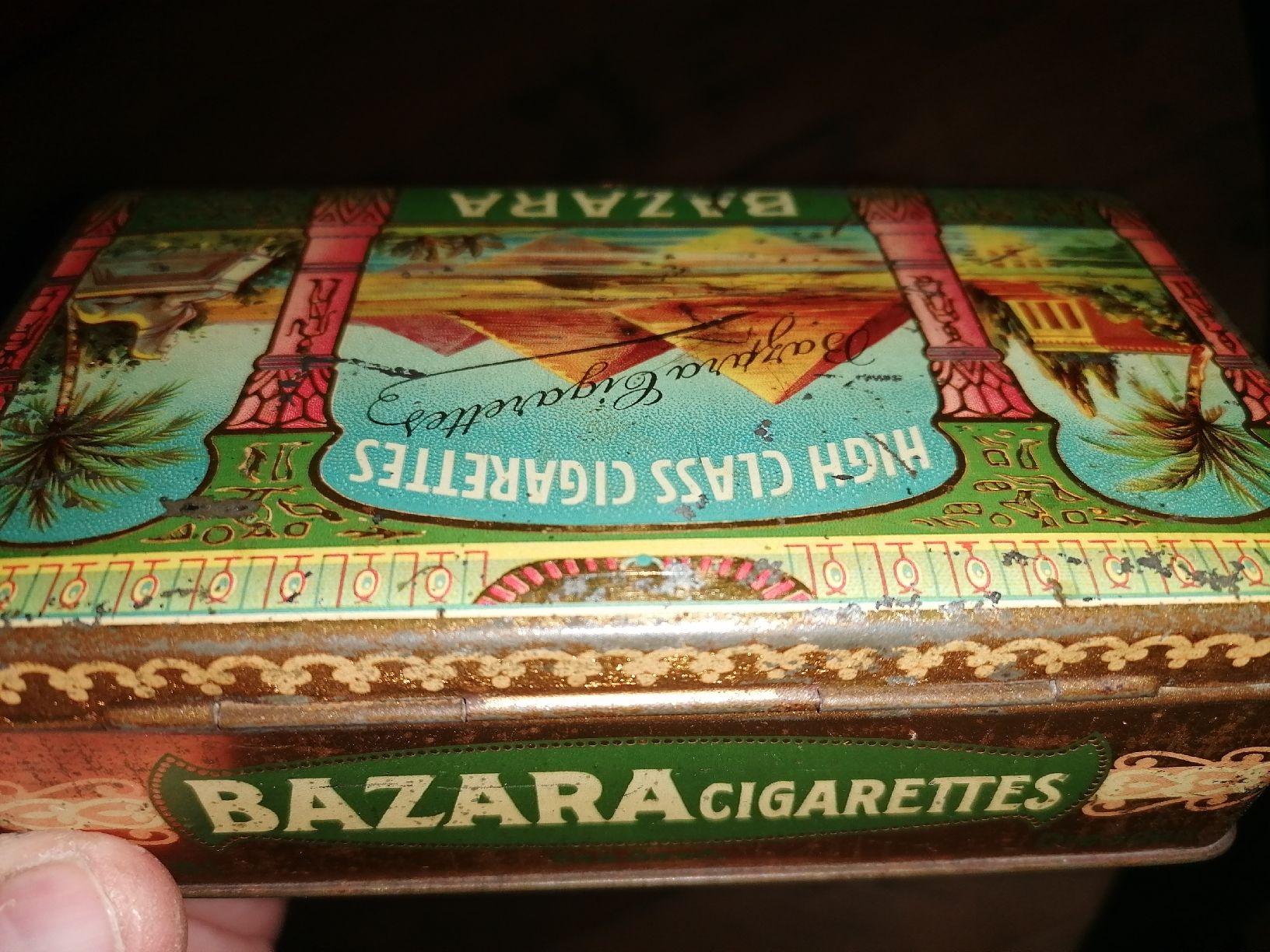 Tabacchi: Antike Blechdose Bazara 100 Zigaretten. Ca. 1910-20 – Usato da Zürich venduto da Tin4Life 3