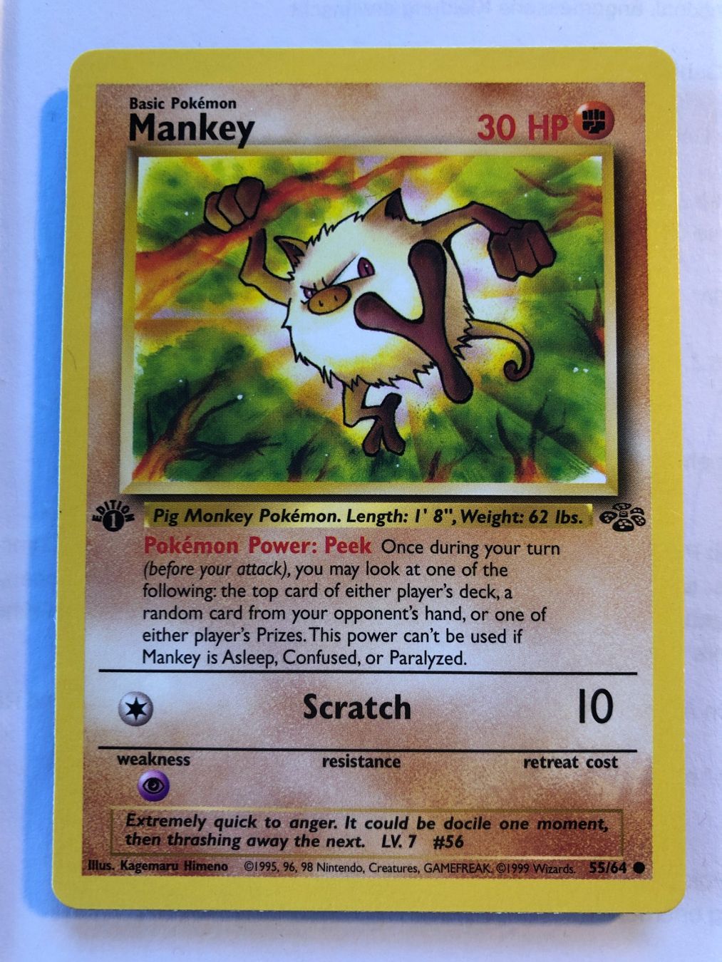 Sammelbilder & Trading cards: Mankey 1st Jungle - NM - ab 1.- – Gebraucht aus Giubiasco von dan_pr8b
