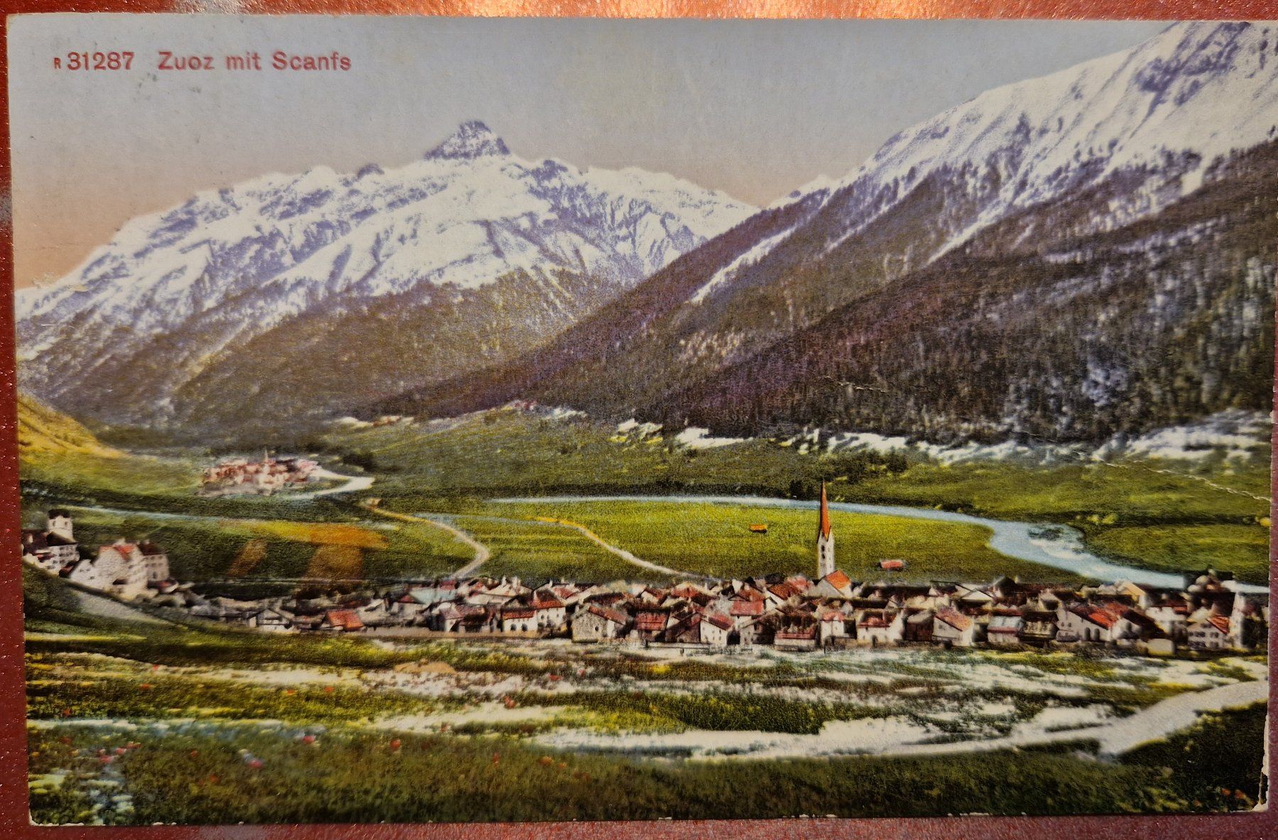Cartoline postali: Zuoz mit Scanfs  1929 – Usato da Melchnau venduto da Fishel