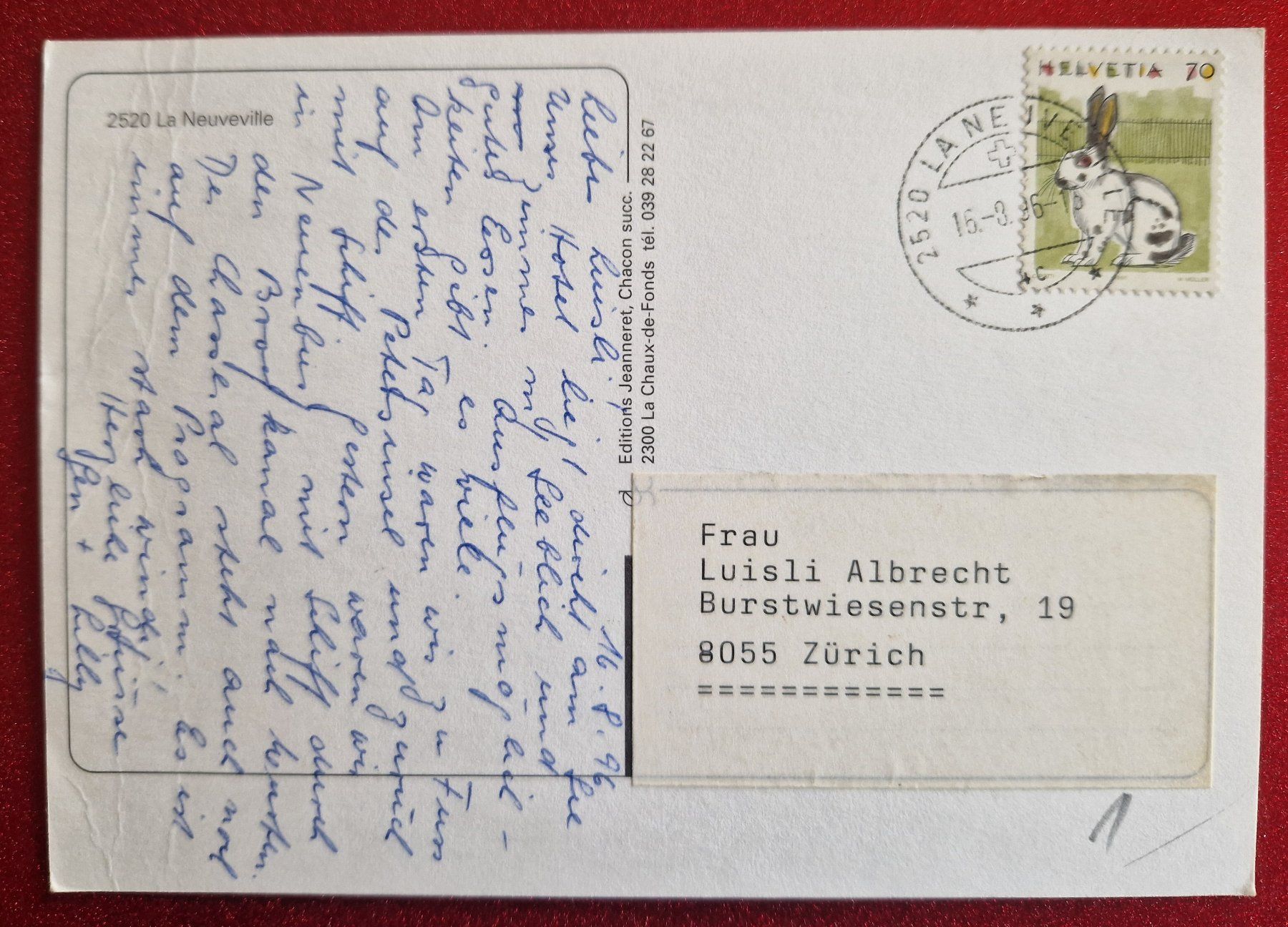 Cartoline postali: La Neuveville 1996 – Usato da Melchnau venduto da Arthurius 1
