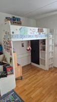 Hochbett mit Schrank weiss/schwarz Kinder