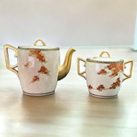 Anciennes théière et sucrière porcelaine craquelée Satsuma