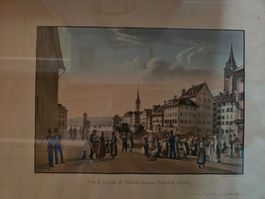 coloriertes Bild Stich Gold Rahmen Zürich Schmid / Hürlimann
