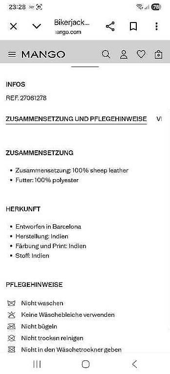 Mango Vestes: Bikerjacke aus Nappaleder – Neuf (Voir description) à Uerkheim par Pod23 3