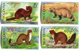 Briefmarken "Baummarder, Hermelin, Steppeniltis". Moldawien.