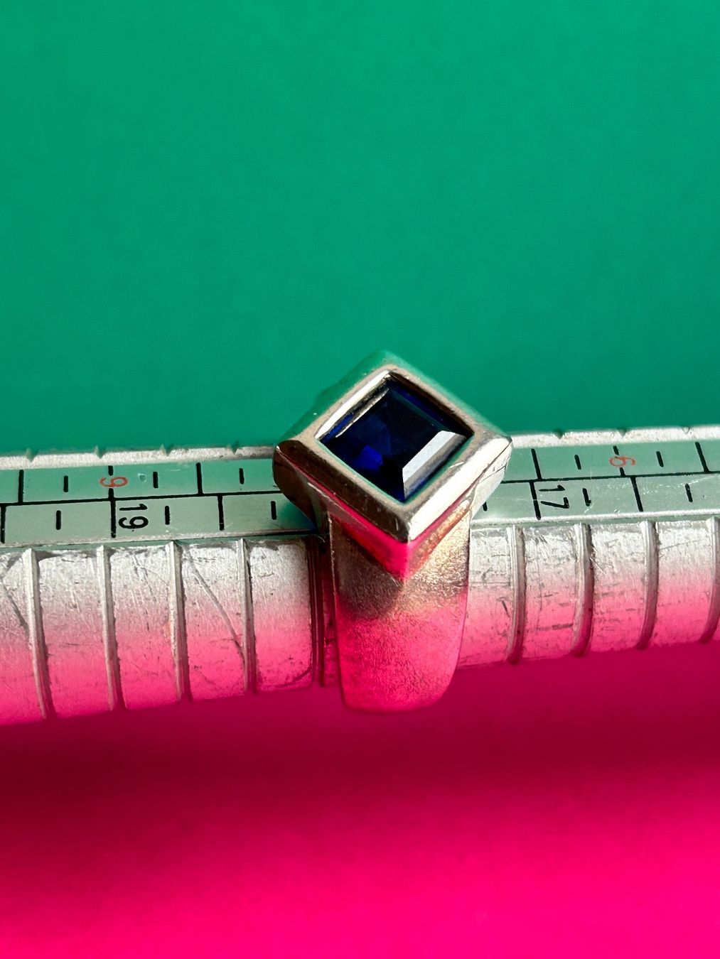 Anelli: Silberring Blau im Quadrat (56) – Usato da Laufen venduto da Bellebellezza 1