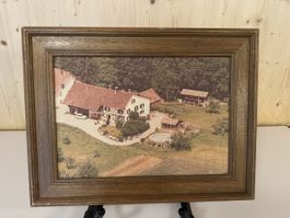 Schönes Wandbild mit Holzrahmen, ländliche Idylle🖼️🏡 (50)