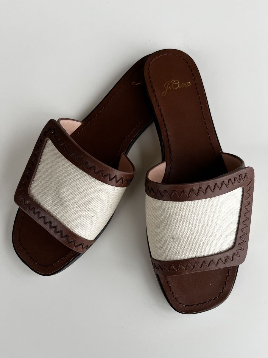 J.Crew Damenschuhe: J.Crew Framed Canvas Flat Sandalen Gr. 37,5 – Neu (gemäss Beschreibung) aus Olten von hahnice99 1