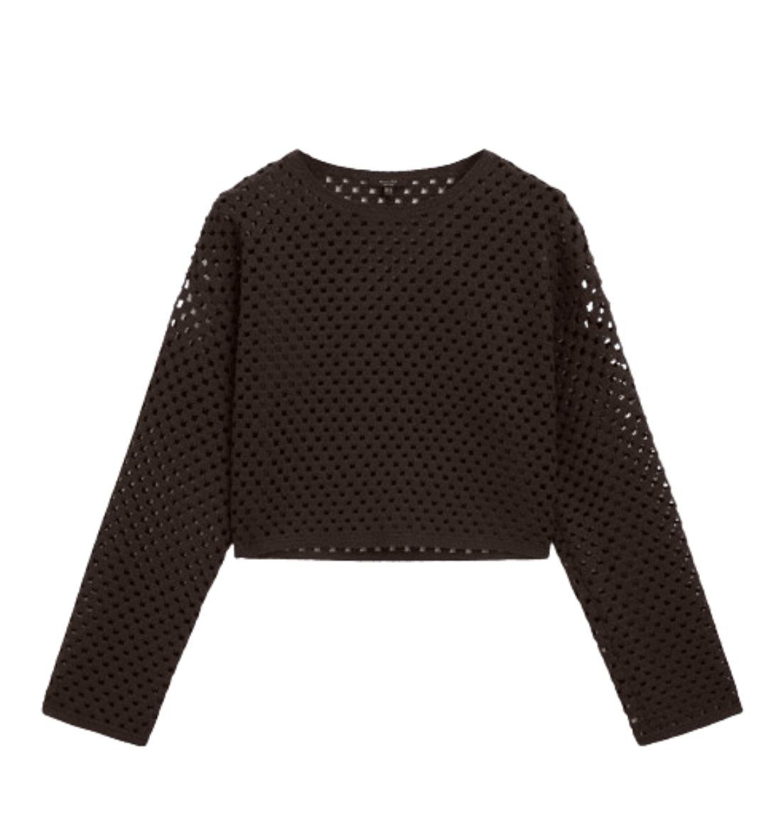 Massimo Dutti Top: Pull marron maille ajourée Massimo Dutti, S – Usato da Carouge GE venduto da Juli_03