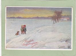 Kitsch Kinder Hund Neujahr 1924