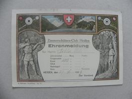 Karte Schützenfest Ehrenmeldung Heiden Appenzell 1929 Tell