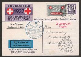 1937 : Bundesfeierkarte - Sonderflug nach Sion : KP 120.--