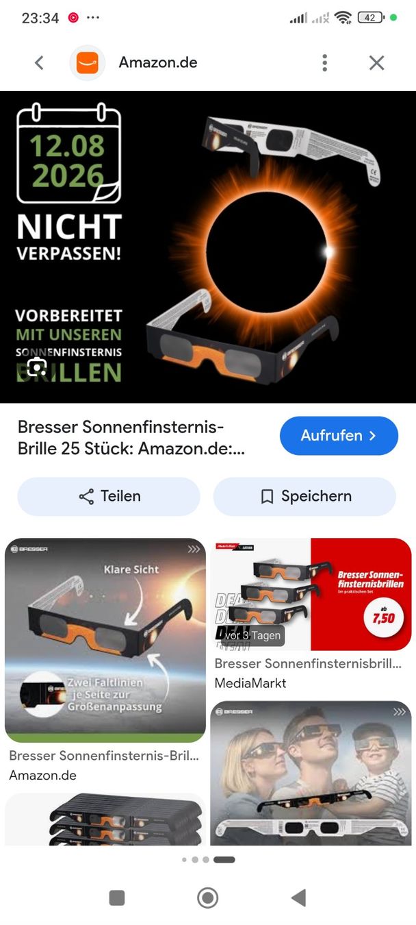 Lunettes & Verres: 4Stk Bresser Solar Eclipse Sonnenfinsternis-Brille – Neuf avec emballage d'origine à Zermatt par aventure_10 7