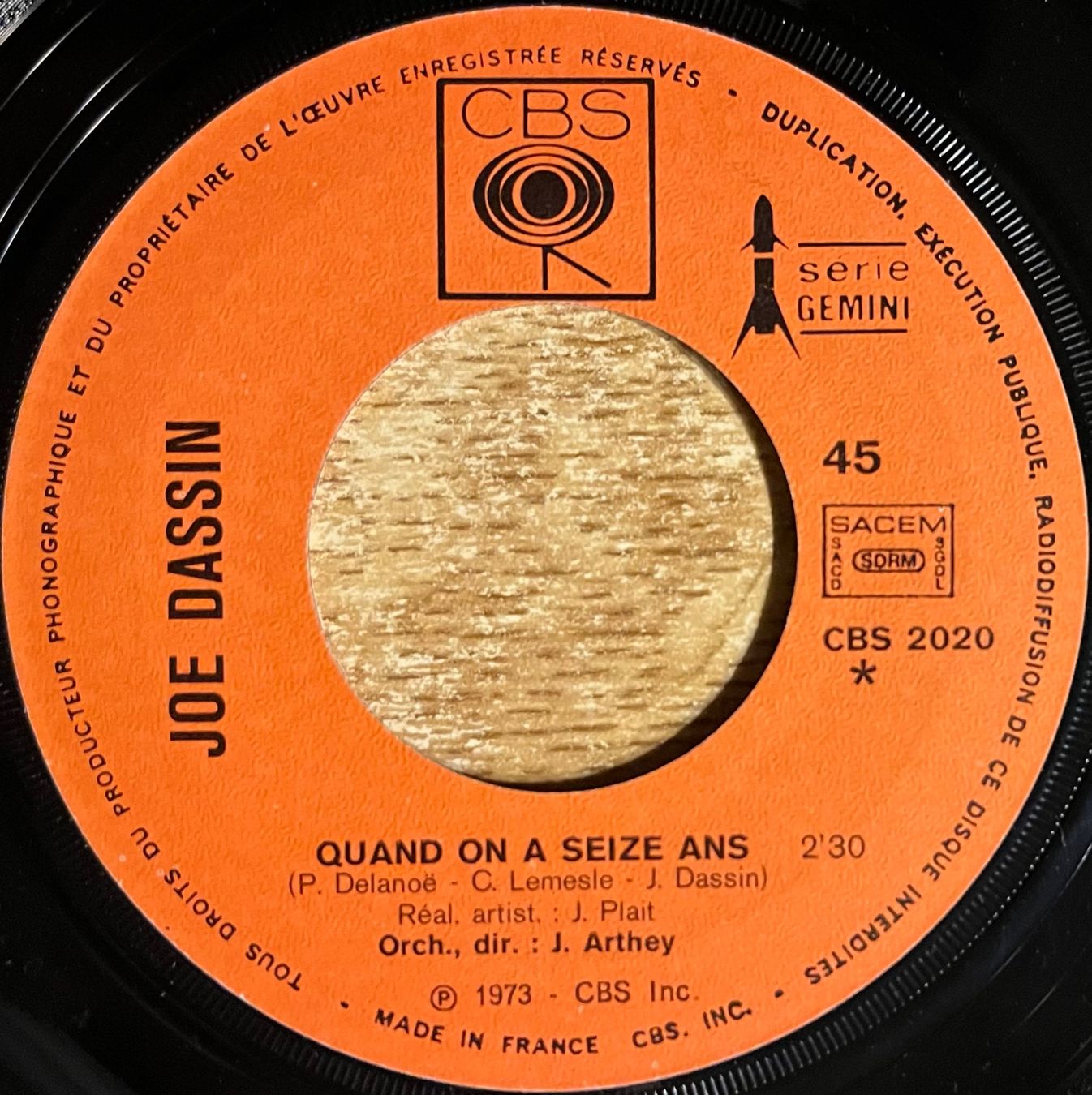 Vinyles: JOE DASSIN - QUAND ON A SEIZE ANS – D'occasion à Bussigny par vinyl-pas-cher 2