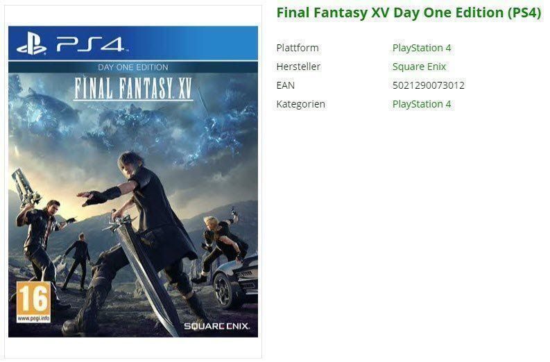 Sony Spiele: Final Fantasy XV Day One Edition (PS4) – Gebraucht aus Buchrain von Sssschaller