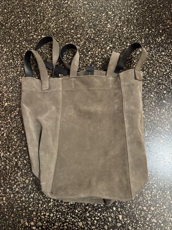 Massimo dutti suede leather khaki green / brown tote bag