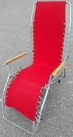 Vintage Liegestuhl Metallgestell m Stoffbezug