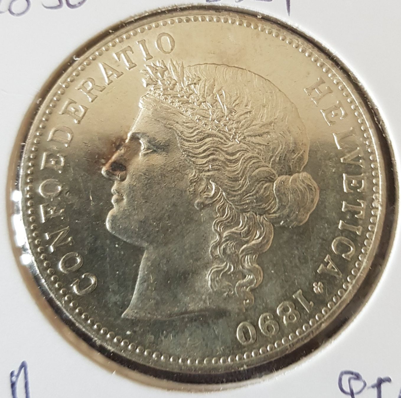 Tutti le monete: 5 Fr. 1890 - stgl - rar – Usato da Geneveys-Coffrane venduto da Zeus225 1