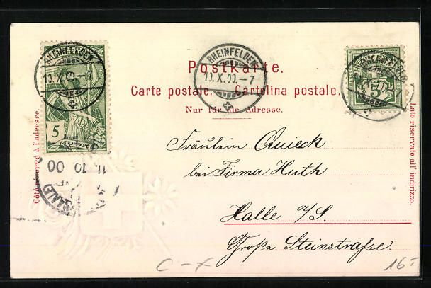 Cartoline postali: Passepartout-Lithographie Rheinfelden, G – Usato da Berlin venduto da bartko-reher 1