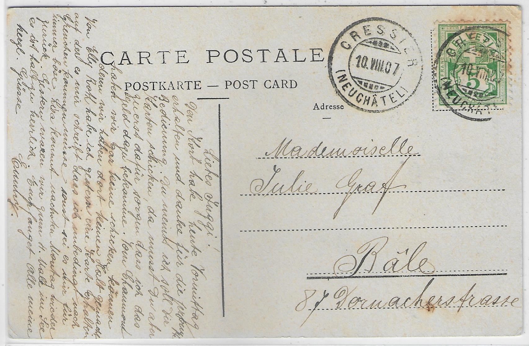Cartes postales: Cressier - Pension Sandoz-Robert – D'occasion à Ettingen par Kartenplanet 1
