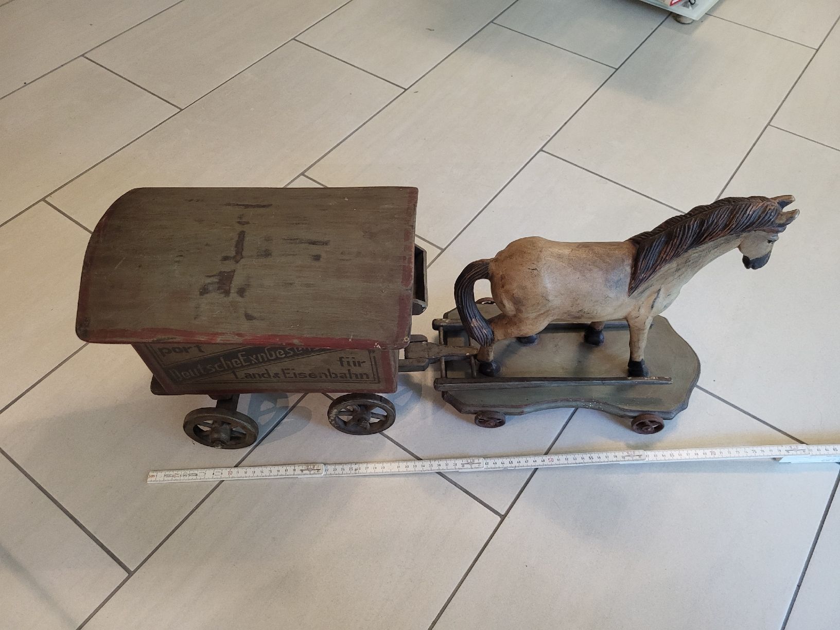 Spielzeuge: Antik Pferdegespann mit Wagen handbemalt  – Gebraucht aus nunningen von mic_88k2 6