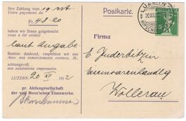 5 Rp. Tellknabe (T. III) in Privatganzsachen-PK von LUZERN