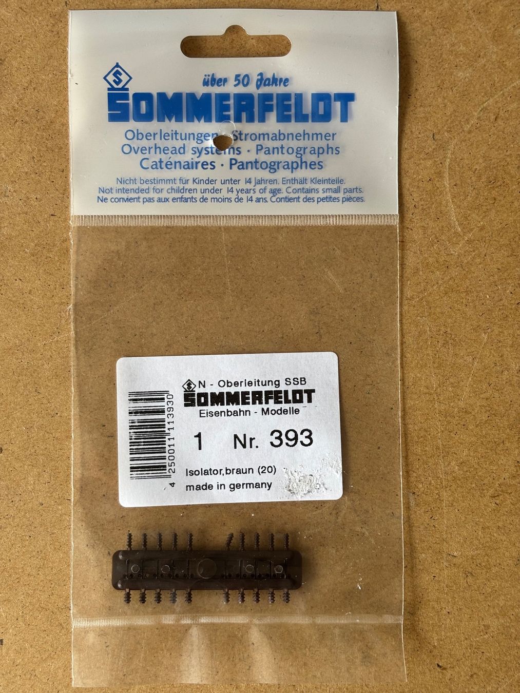 Sommerfeldt Modellini di ferrovie: Sommerfeldt 393 Isolator braun N – Nuovo e nell'imballaggio originale da Hauterive NE venduto da eriamch