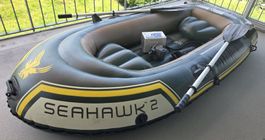Schlauchboot INTEX Seahawk-2 mit el. Akku-Pumpe u. Alu-Ruder