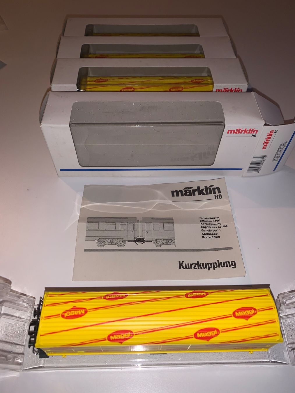 Märklin Modellini di ferrovie: 4 Stk. Märklin Maggie Güterwagen der SBB CFF FFS – Usato da Luzern venduto da FRT93 1