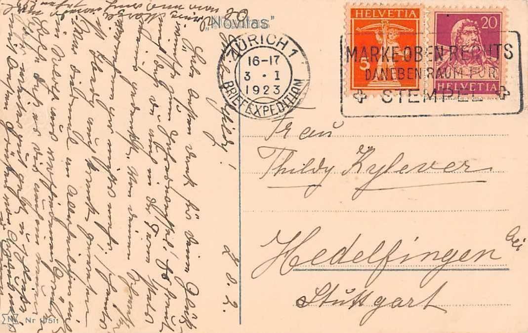 Cartoline postali: ORIGINAL ART DECO KARTE 1923 – Usato da Winterthur venduto da SchatzchischtliWinti 1