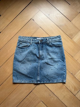 MANGO - Jeansrock hellblau mit Nieten S