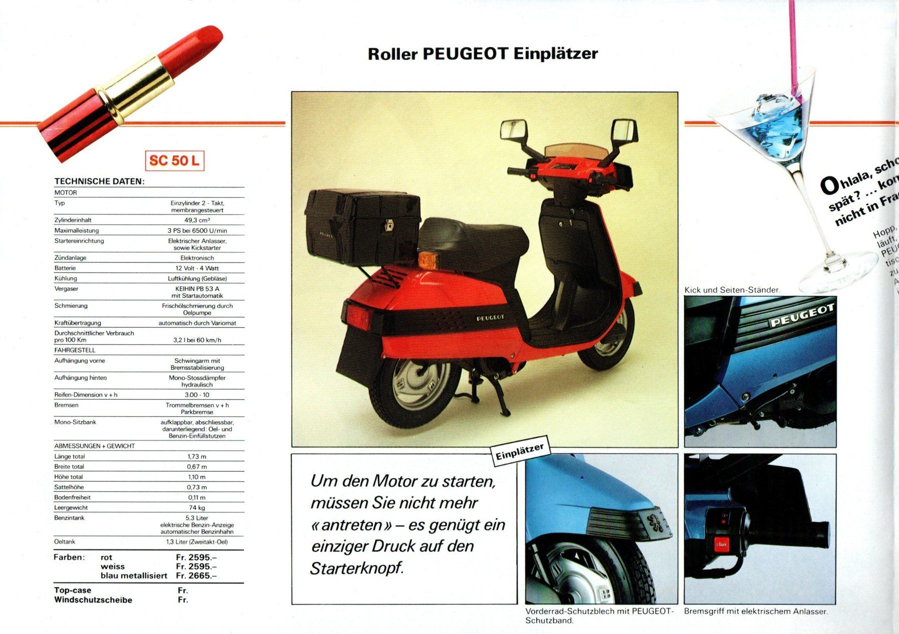 Peugeot Scooters: Peugeot Roller SC 50L, 50L2 - Originalprospekt – Gebraucht aus Malans GR von Chueche427 1