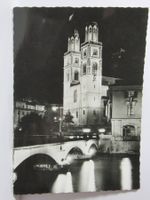 Zürich , Grossmünster  bei Nacht  1956