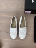 Chanel Sequin Espadrilles, White, Size 38 ✨🤍