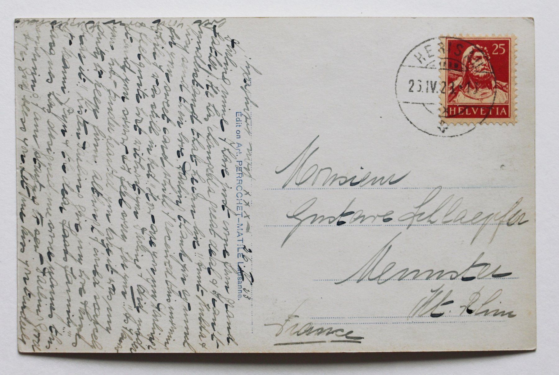 Cartoline postali: AK "HERISAU - POSTSTRASSE" 1923 – Usato da St. Gallen venduto da modernetc 1