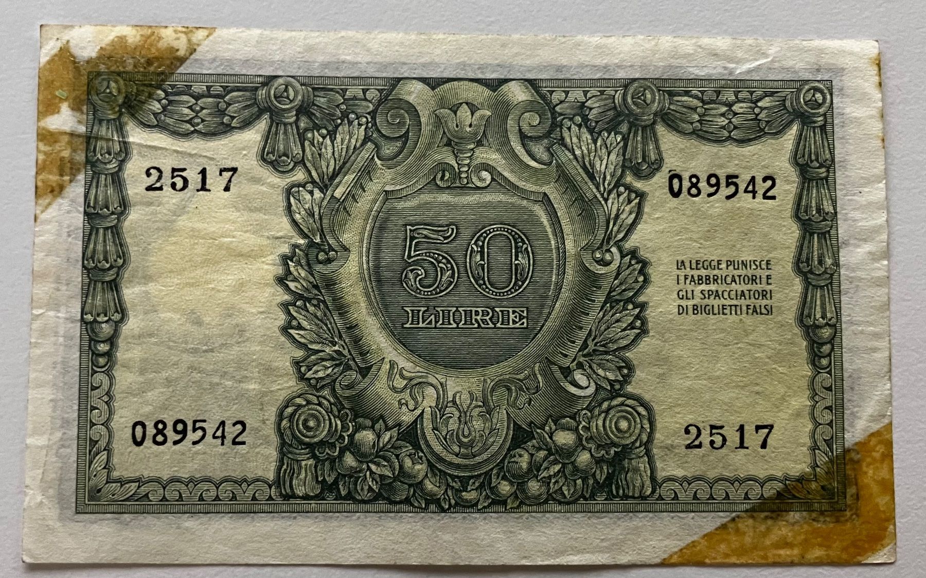 Banconote: Italien 50 Lire 1951 – Usato da Algetshausen venduto da Carrhard 1