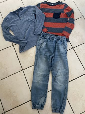 H&M Set Jungen 2 Langarmshirts und 1 Jeans Gr. 158 Top