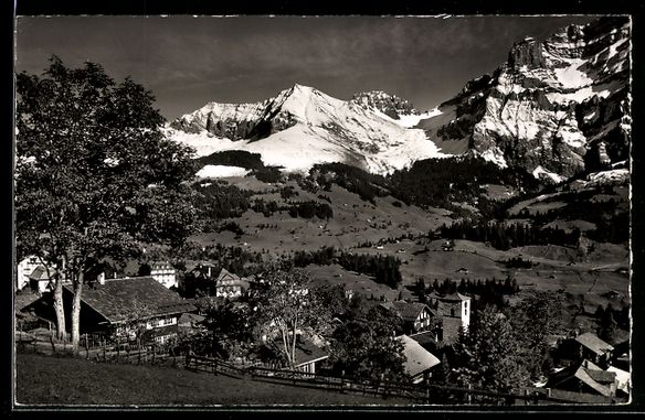 Ansichtskarten: Adelboden, Ortspartie mit Bonderspitz, K – Gebraucht aus Berlin von bartko-reher