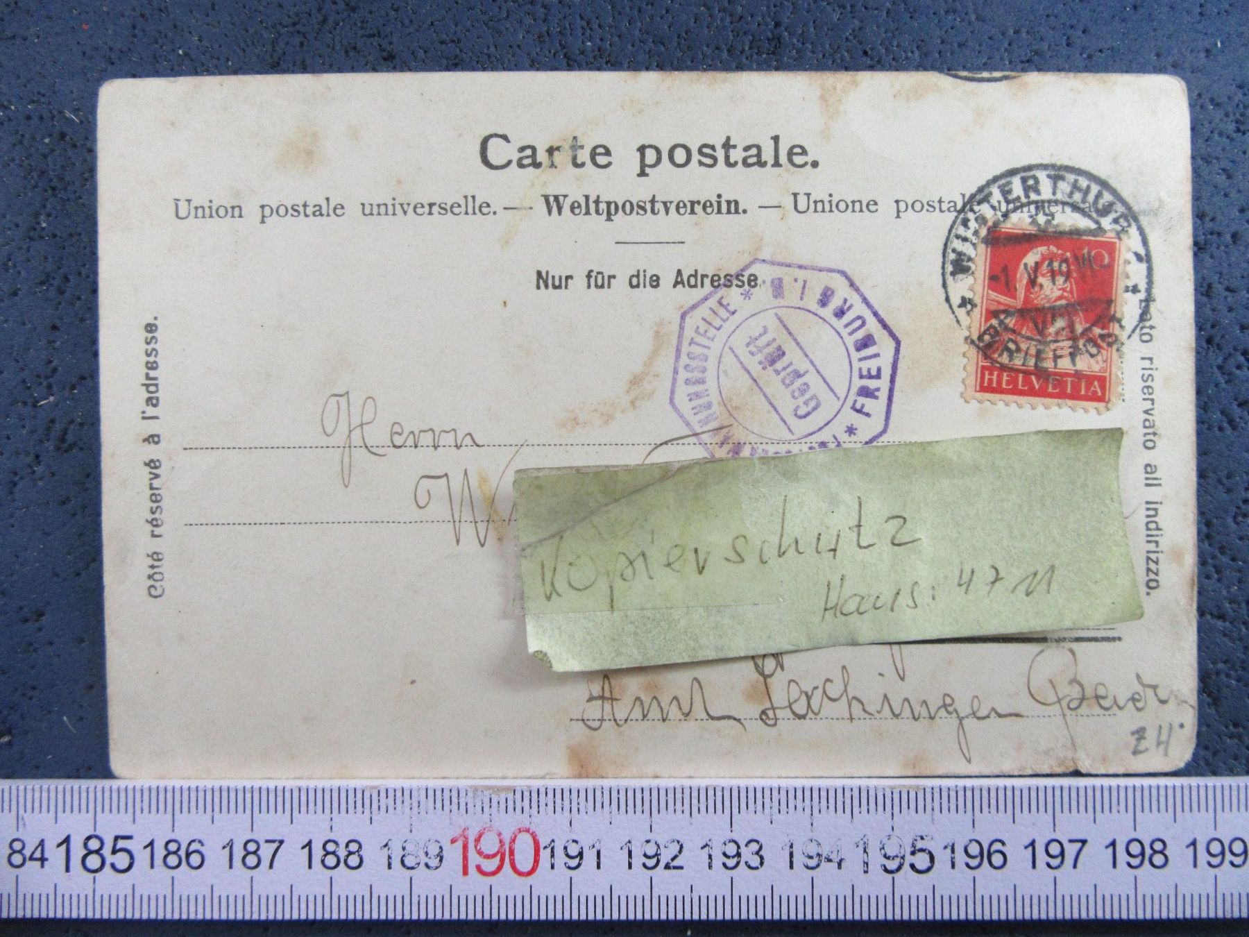 Cartoline postali: WINTERTHUR 1919 GEISELWEID SCHULHAUS ZH AK – Usato da Ettingen venduto da Hausi4711 1