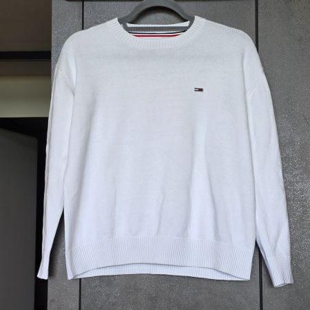 🐸 TOMMY HILFIGER PULLOVER XS WEISS BAUMWOLLE NEUWERTIG