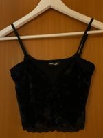 Tally Weijl Crop Top Schwarz Samtoptik Gr. S