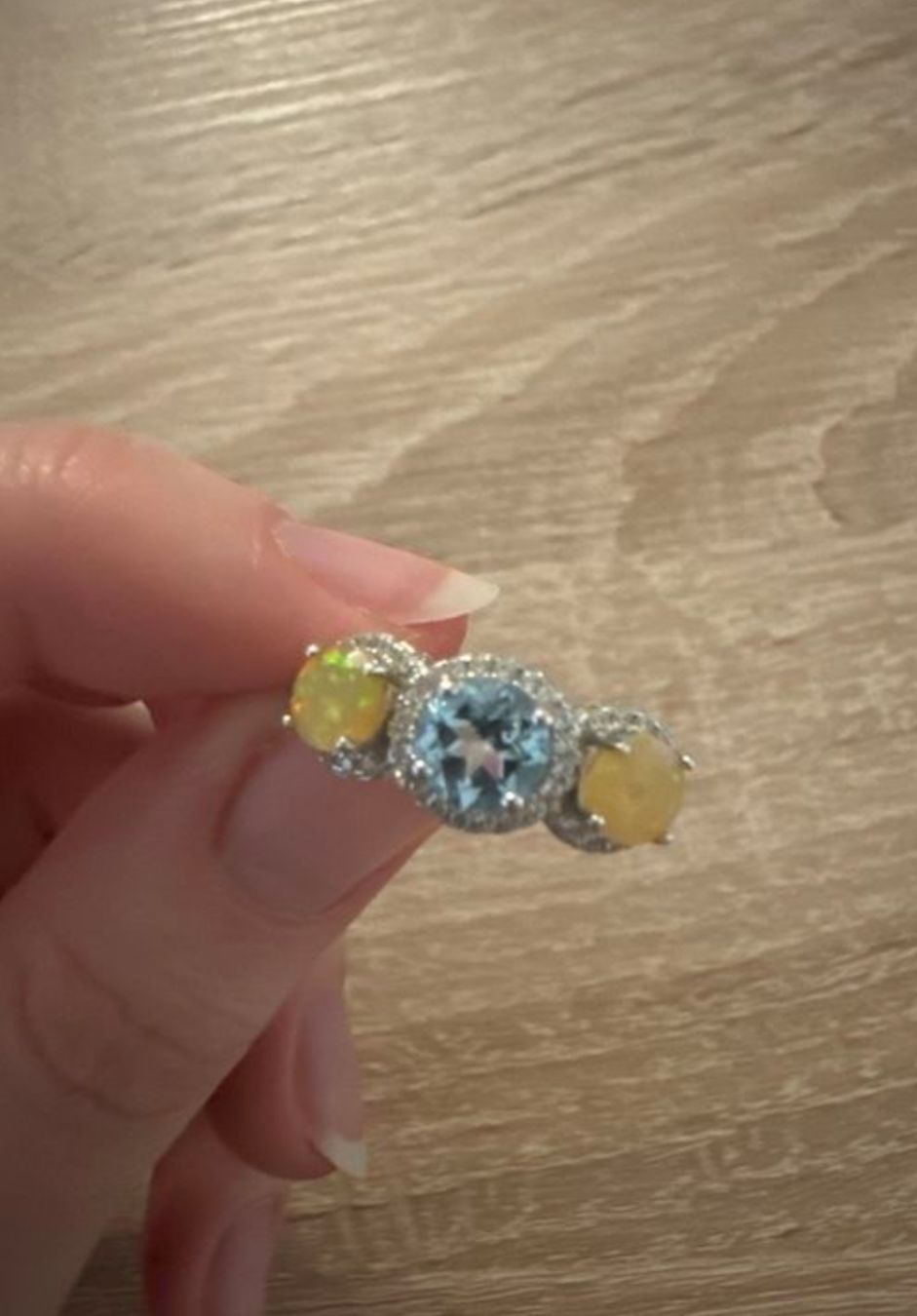 Ringe: Silberring mit blauem Topas und zwei Opalen, Gr. 53 – Neu (gemäss Beschreibung) aus Faulensee von bb_13 3